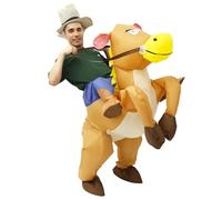 Costume gonflable de cheval adulte - Kaki - Costume de fête amusant - Pour homme et femme - Taille : 160 à 200 cm - Pour Halloween, Noël, fête d'anniversaire, en intérieur et en extérieur