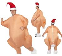 Costume Gonflable De Dinde Rôtie De Noël Pour Adultes + Chapeau Taille Unique