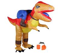 Costume gonflable de dinosaure, vêtements d'Halloween imperméables pour adultes et enfants avec décoration de souffleur d'air pour les fêtes, les clubs, les événements dans les (X115 jaune rouge)