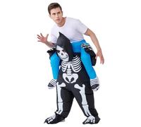 Costume gonflable de squelette gonflable hilarant avec motif « Carry Me » pour Halloween et les fêtes de Noël, parfait pour les enfants et les événements à thème (taille enfant)