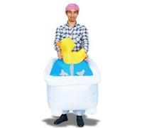 Costume gonflable homme dans son bain avec son canard jaune G