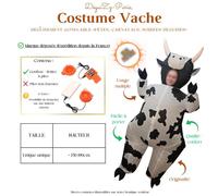 Costume Gonflable, Vache drôle et réaliste, déguisement original, Fête ou cosplay, soirée déguisée, Halloween, Carnaval