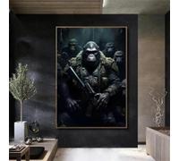 Costume Gorille Gangsters Art Affiche Toile Peinture Murale Impressions Drôle Singe Fumeur Chimpanzé Décoration Maison 30x45cm Sans Cadre