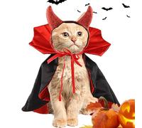 Costume gothique de vampire pour chat avec bandeau en corne | Cape de chat amusante pour fête de vacances, jeu de rôle, mascarade, carnaval, fête, tenue quotidienne et