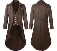 Costume gothique pour homme, manteau steampunk, gilet de costume médiéval avec boutons, rétro, victorien, jupe de marche, uniforme royal, tenue de théâtre, cosplay, costume d'Halloween