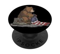 Costume Graphique tragique USA pour Les Amateurs de Militaires et d'ours PopSockets PopGrip Adhésif