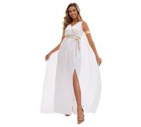 Costume grec pour femme - Robe athénienne élégante - Tenue de cosplay pour fête d'Halloween - Thème antique - Robe blanche (blanc, L)
