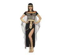 FIESTAS GUIRCA Magnifique Déesse Égyptienne Déguisement Femme - Robe Cléopâtre Sexy Noir & Or - Déguisement Reine Égyptienne pour Femme Taille L