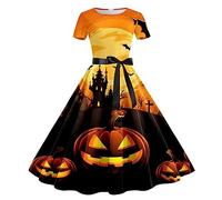 Costume Halloween Adulte Deguisement Femme Robes D'halloween Pour Femmes Robe Chic Et Elegant a Line Gothique Automne Déguisement Tenue Sexy Halloween/noel Mode Cosplay Plissée Nouvelle Le noir-a S
