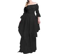 Costume Halloween Adulte-Déguisement Pirate Femme Medieval Halloween Deguisement Costume Moyen Age Robe De Soiree Renaissance Médiévale Tenue Medievale Princesse Sorciere Adulte Médiéval Gothique,M