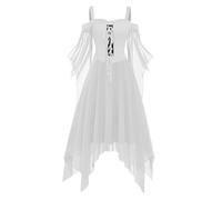Costume Halloween Adulte Diable Diablesse Deguisement Vampire Women Soirée Sorcière Gothique Robe Costume Adulte Halloween Grande Taille Robe Longue Femme Chic Et Elegant Blanc 3XL