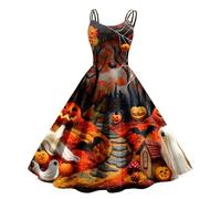 Costume Halloween Adulte Elegant Tenue Cape Ado Deguisement Femme Grande Taille Costume Robe Sexy Vêtements Demon Medieval Deguisement Halloween Sorciere Femme Orange S