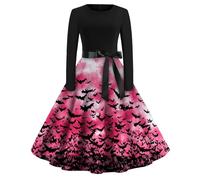 Costume Halloween Adulte Mystique Sorcière Costume Squelette Creepy Robe Cosplay Élégante Déguisements Effrayante Respirante Déguisement Mystérieuse Renaissance Deguisements (4-Vif Rose,L)