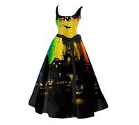 Costume Halloween Adulte Robe Noire Femme Automne Deguisement Infirmiere Gothique De Soiree Pour Sanglante Ghostface Medieval Sorciere a-Jaune L