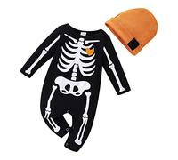 Costume Halloween Bebe Deguisement Squelette Enfant,Robe Fille 6 Ans Deguisement Garcon 10 Anst Body Blanc Bebe 1 Mois Pyjama Chaud Combi Pilote Bebe Garcon Survêtement Junior(Le noir,6-9 mois)