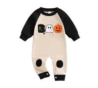 Costume Halloween Bébé d'Halloween pour fille et garçon Imprimé Thématiques Nouveau-né Combinaison Chauve-Souris Survêtement Motif Squelette Body Manches Longues Tricoté Barboteuse