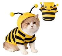 Costume Halloween chat, costume abeille chat, robe à capuche Halloween pour chien et chat, vêtements abeille pour animaux domestiques, sweat abeille chaud pour chiens de petite et moyenne taille (M)