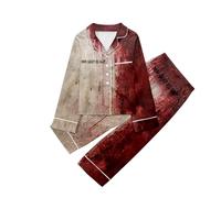 Costume Halloween Enfant 3 Ans,Ensemble Pyjama Deux pièces pour Enfant imprimé Sanglant Pantalon à Manches Longues et Cardigan pour Les Nuits de détente (Black, 11-12 Years)