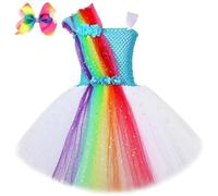 Costume Halloween Enfant, Robe De Cosplay ÉLéGante Style Cour Tutu Arc-en- pour FêTe Anniversaire Concours Beauté SéAnce Photo Jeu De RôLe