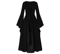 Costume Halloween Femme Deguisement Halloween Robe Sorciere Medievale Venitienne Grande Taille Empire Gothique Carnaval Renaissance Princesse Adulte De Déguisement Medieval Velours Chapeau 2Xl Noire