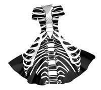 Costume Halloween Femme Déguisement Tenue D'halloween Automne Deguisement Infirmiere Gothique Robe De Soiree Adulte Robes Pour Femmes Squelette Patchwork Horreur Soirée Gris foncé #1 XXL