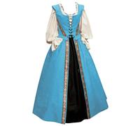 Costume Halloween Femme Manches Trompette, Robe Médiévale Femme Col Carré Maxi Grande Taille Costume Vintage Déguisements Gothique Cosplay Carnaval Victorien Rétro Renaissance Steampunk De Bal