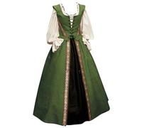 Costume Halloween Femme Manches Trompette, Robe Médiévale Femme Col Carré Maxi Grande Taille Costume Vintage Déguisements Gothique Cosplay Carnaval Victorien Rétro Renaissance Steampunk De Bal