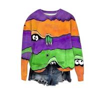 Costume Halloween Femme-Motif d'oeil Mignon Color Block avec Poches Halloween Imprimé Automne Hiver Sweatshirt pour Femme Oversize Casual Pas Cher Chemisiers