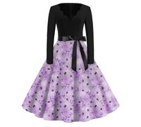 Costume Halloween Femme Robe D'halloween Grim Pourpre clair Elegante Corset de Sorciere Hallowen Sorcière Dentelle Robe Vampire Femme Malefique Costume Adulte Deguisement Adulte Pourpre clair L