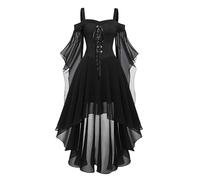 Costume Halloween Femmes Robe Traditionnelle Irlandaise pour Femme Vêtements Gothiques Corset Longues à Lacets Manches Robe Élégante Vintage Vintage Imprimé Robes Manches éVaséEs Palais