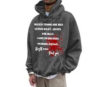 Costume Halloween Homme Imprimé Lettres, Sweat A Capuche Homme Sanglant Manches Longues avec Poches Coupe Ample Décontracté Streetwear Vintage Chic Renaissance Médiévale Cosplay Hoodie pour Carnaval