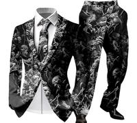 Costume Halloween Homme Visage Citrouille 2 Pièces Carnaval Fêtes Thème Mariage Chat Noir Horreur Festif Blazer-Set Zombie Graphique Moderne Veste Pantalon Effrayant