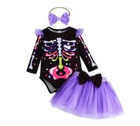 Costume Halloween pour Filles Deguisement Enfant Déguisement Petite Sorcière Chauve-Souris Fille Zombie Mariée Fantôme Maxi Tulle Robe de Bal Citrouille Impression Tutu 3-12 Ans
