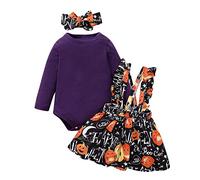 Costume Halloween pour Filles Deguisement Fille Déguisement Petite Sorcière de Galets bébé Court Manche Lacets Long Maxi Robe Balle Citrouille Chauve-Souris Impression Fête des Morts