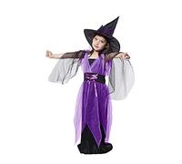 Costume Halloween pour Filles Robe Tutu d'halloween bébé Fille Déguisement de Sorcière Noire Tulle Imprimé Citrouille Batte Fête des Morts