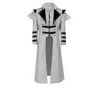 Costume Halloween Trench-coat long style rétro avec fermeture éclair et fente,idéal pour les fêtes sur scène,les costumes de cosplay Encanto Cosplay Costume Fille Robe Filles Fantaisie(Grey,S)