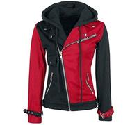 Costume Harley Quinn pour femme - Costume Harley Quinn - Rouge et noir - Harley Psychotic Squad Varsity Costume Cosplay Sweat à capuche Letterman, Letterman Veste en coton, XXL