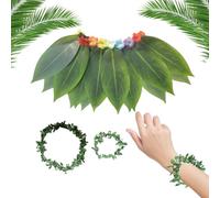 Costume hawaïen pour femmes - Jirt Costume Kit pour Hawaii Party | Bandeau de bande respirant des robes de feuilles réalistes pour les vacances de vacances