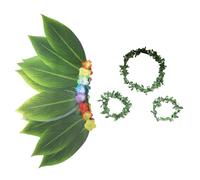 Costume hawaïen pour femmes - tenue de jupe d' à feuilles, ensemble tropical respirant | Style de l'île réaliste avec bracelet en bande, robe de vacances exotique pour le festival de fête d'été P