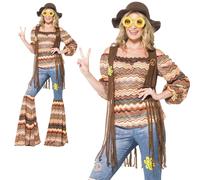 Costume Hippie Adulte Harmony Années 60 Psychédélique Hippy Tenue Flares Neuve