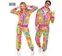 WIDMANN MILANO Costume survêtement Party Fashion – Hippie Flower Power néon années 80