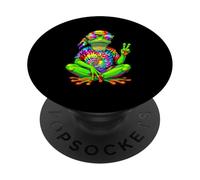 Costume Hippie Tiedye Grenouille Signe de Paix Main années 70 fête 60 PopSockets PopGrip Adhésif