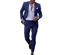 Costume Homme 2 pièces, Costume Homme en Lin 2 pièces, adapté pour Mariage, fête d'affaires, Veste de Costume élégante et Confortable et Pantalon