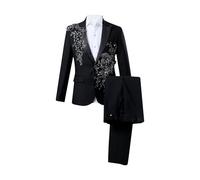 Costume Homme 2 pièces Slim Fit Smoking Blazer Croisé à Deux Boutons, Men Suits 2 Piece pour Mariage Business Fête Confort Elégant Blazer Veste et Pantalon