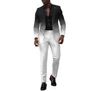Costume Homme 2 Pièces Slim Fit Smoking Revers Causal d'affaires Formel Veste 3 Boutons Vintage Confort Blazer Veste et Pantalon pour Cérémonie Mariage Business
