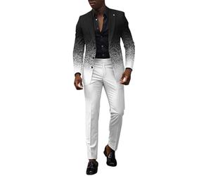 Costume Homme 2 Pièces Slim Fit Smoking Revers Causal d'affaires Formel Veste 3 Boutons Vintage Confort Blazer Veste et Pantalon pour Cérémonie Mariage Business