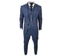 Costume Homme 3 Pièces pour Carreaux Prince de Galles Coupe Ajustée - Bleu 62