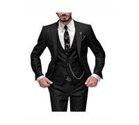 Costume Homme Costume Homme 3 pièces Coupe Slim Bordeaux, Smoking, Costume de Mariage for (Veste, Pantalon, Gilet)(Yellow,XL)