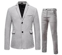 Costume Homme en Velours CôTelé Blazer Et Pantalon, Blazer Homme Tenue d'affaires Slim Fit Coupe Droite Manches Longues Revers Bouton Tenue Formelle Classique Mode Basique