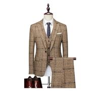 Costume Homme Ensemble Costume Trois pièces Un Bouton Mariage Affaires décontracté Travail Formel Gilet Pantalon(Yellow,Asian 3XL is EUR XL)